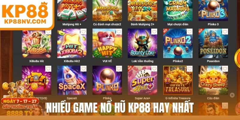 Nhiều game nổ hũ KP88 hay nhất